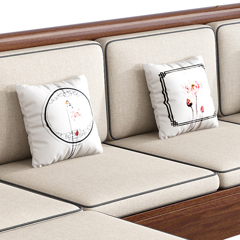 Contemporary Solid Wood Frame Sofa in Brown Cotton Blend Sofa