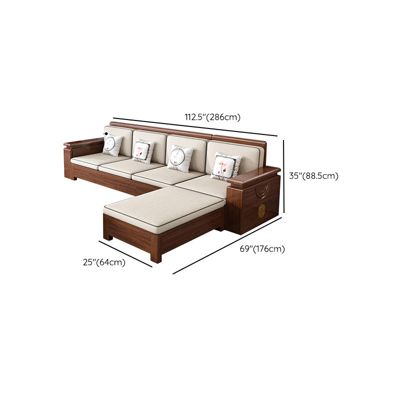 Contemporary Solid Wood Frame Sofa in Brown Cotton Blend Sofa