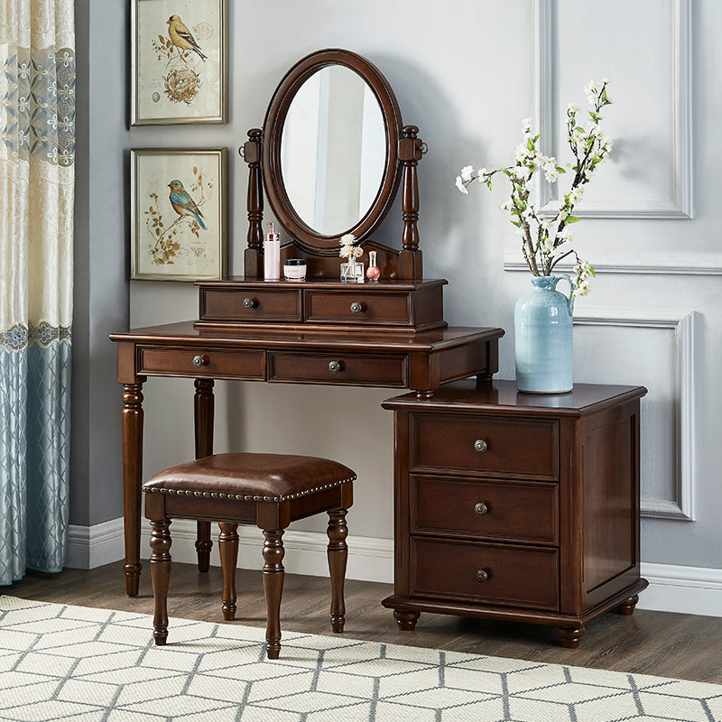 Bedroom Vanity Makeup Dressing Table Stool Set Wooden Vanity Set