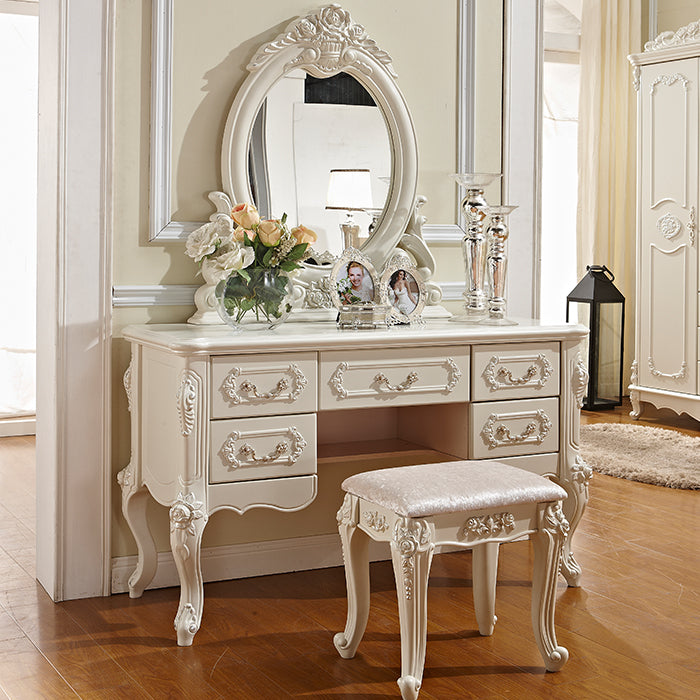 Victorian Storage Makeup Vanity Desk Bedroom Dressing Table Stool Set with Drawer