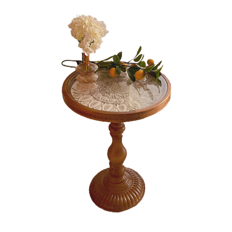 Modernistic Accent Side Table Glass Top Living Room Round Pedestal End Table
