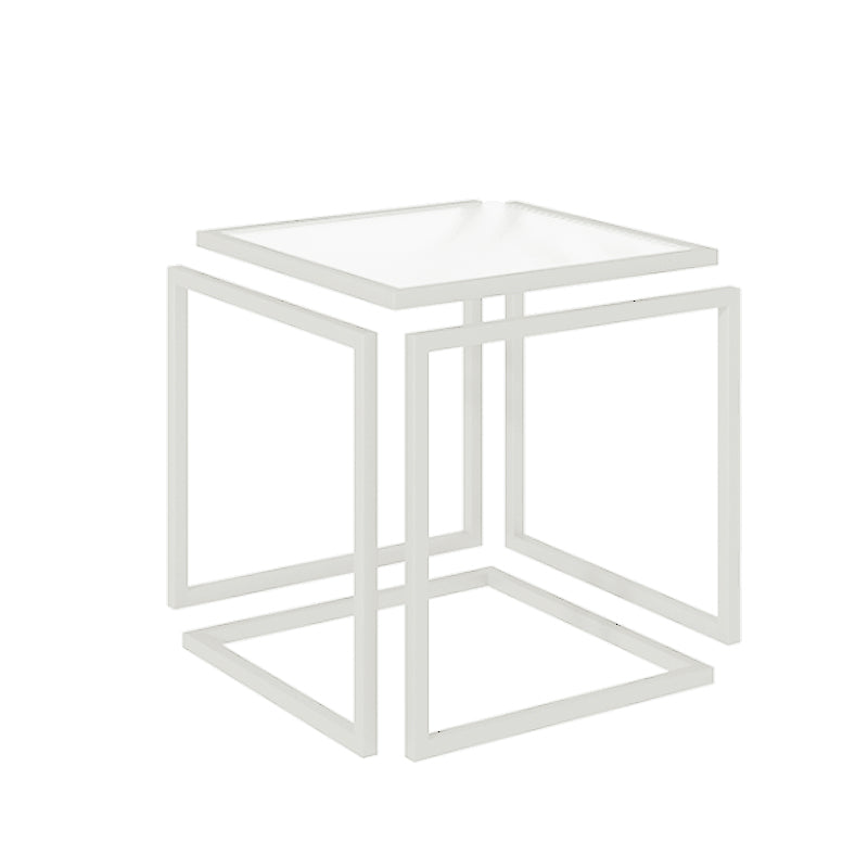 Glam Corner Table Living Room Square Frame Glass Top Accent Side Table