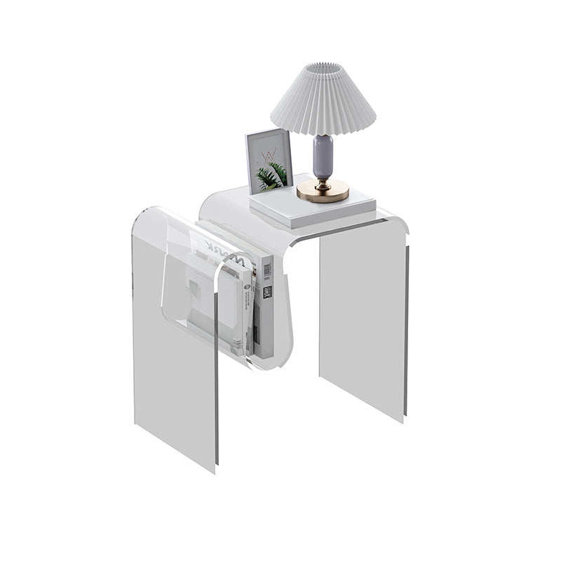 Glam Sofa Corner Table Square Sled Plastic Living Room with Shelf Side End Table