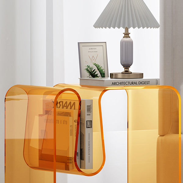 Glam Sofa Corner Table Square Sled Plastic Living Room with Shelf Side End Table