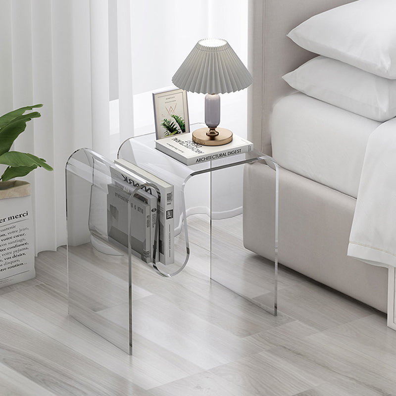 Glam Sofa Corner Table Square Sled Plastic Living Room with Shelf Side End Table