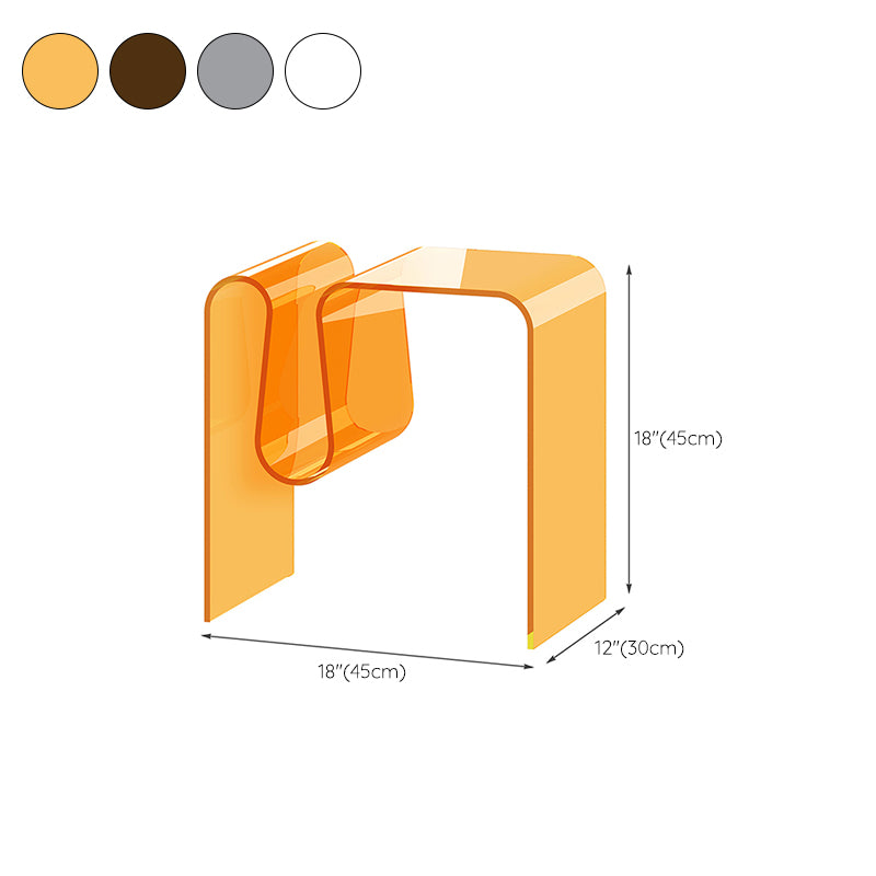 Glam Sofa Corner Table Square Sled Plastic Living Room with Shelf Side End Table