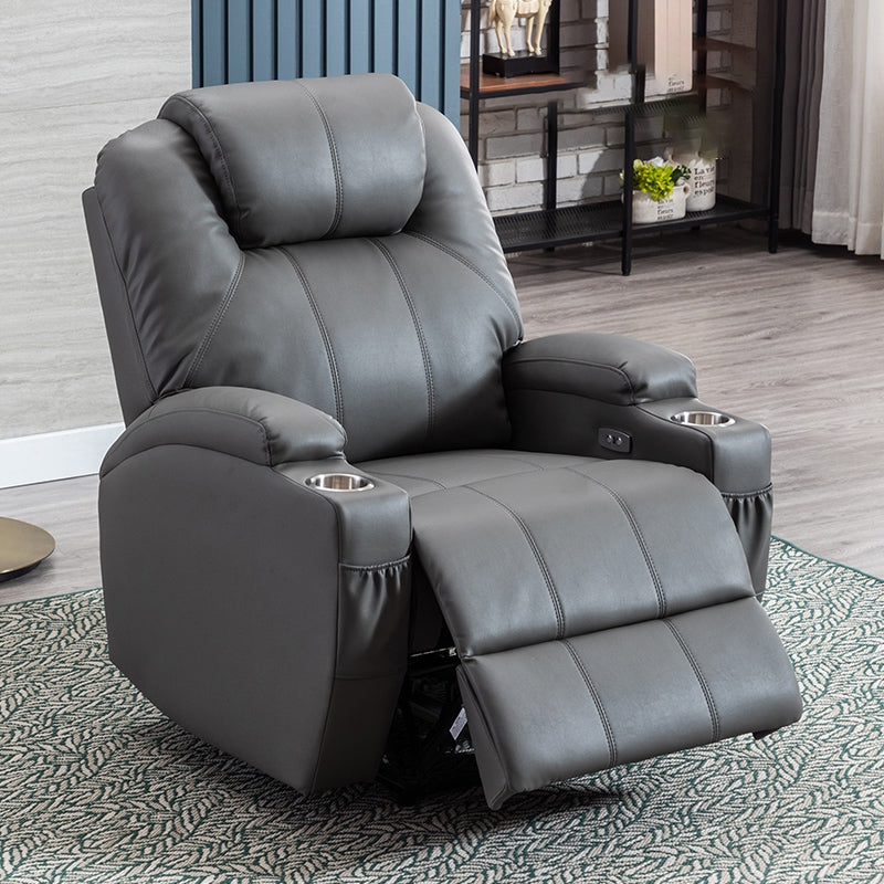 Mid-Century Modern Faux Leather Club Chair Recliner Massage Home Theater Recliner