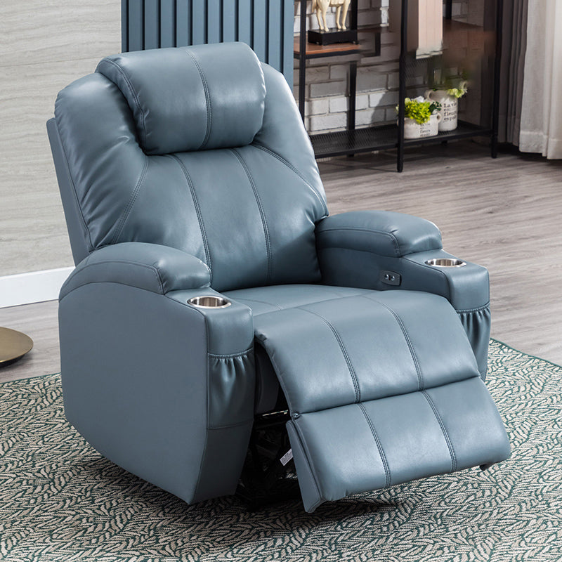 Mid-Century Modern Faux Leather Club Chair Recliner Massage Home Theater Recliner