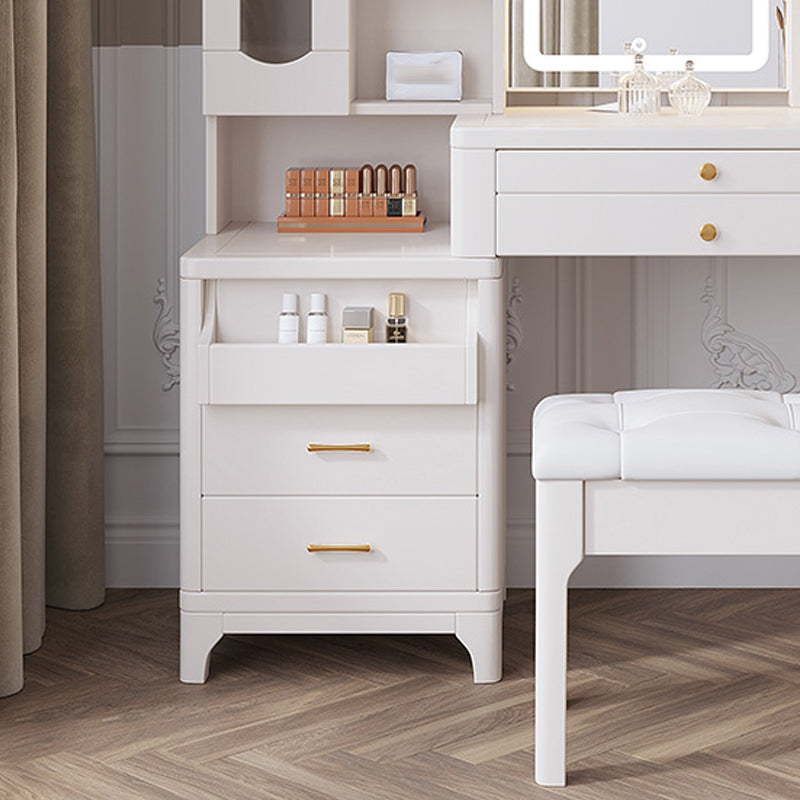 Wooden Vanity Makeup Dressing Table Stool Set with Mirror Vanity Desk