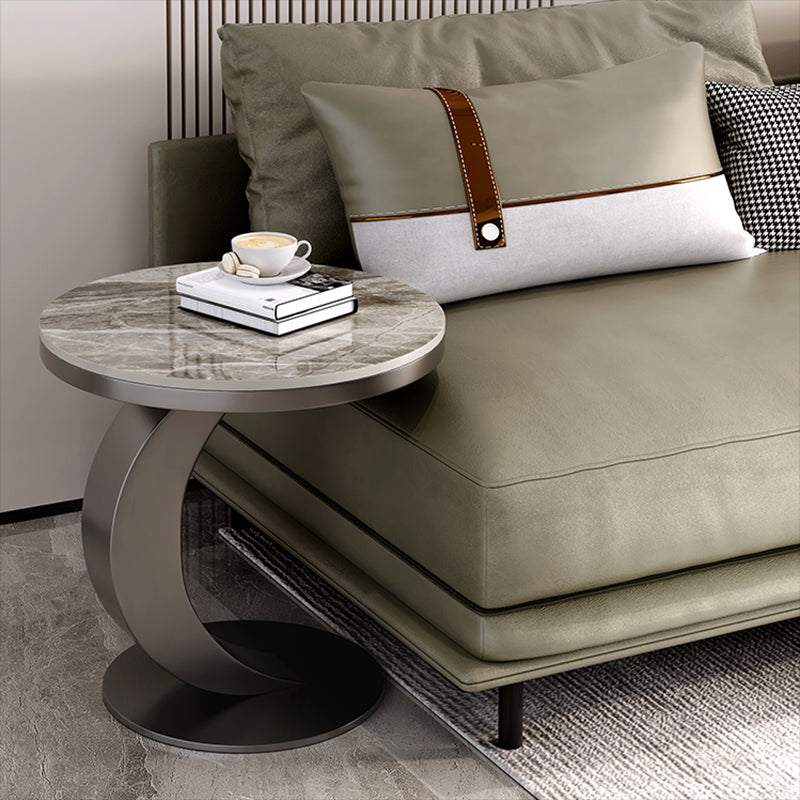 Contemporary Sofa Side Accent Table Metal Round Pedestal Living RoomCorner Table