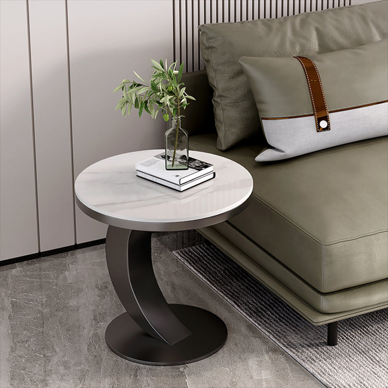 Contemporary Sofa Side Accent Table Metal Round Pedestal Living RoomCorner Table