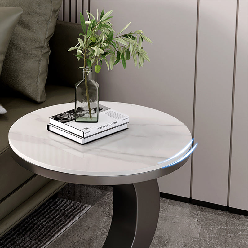Contemporary Sofa Side Accent Table Metal Round Pedestal Living RoomCorner Table