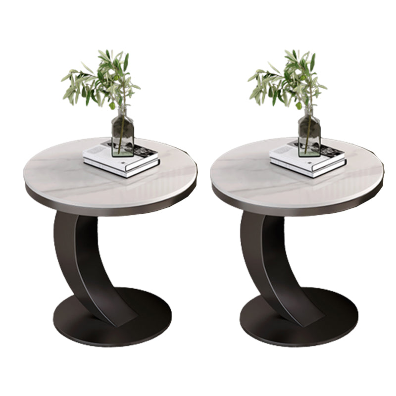 Contemporary Sofa Side Accent Table Metal Round Pedestal Living RoomCorner Table