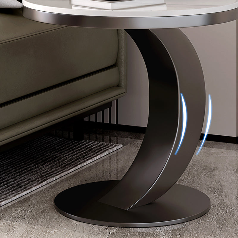 Contemporary Sofa Side Accent Table Metal Round Pedestal Living RoomCorner Table