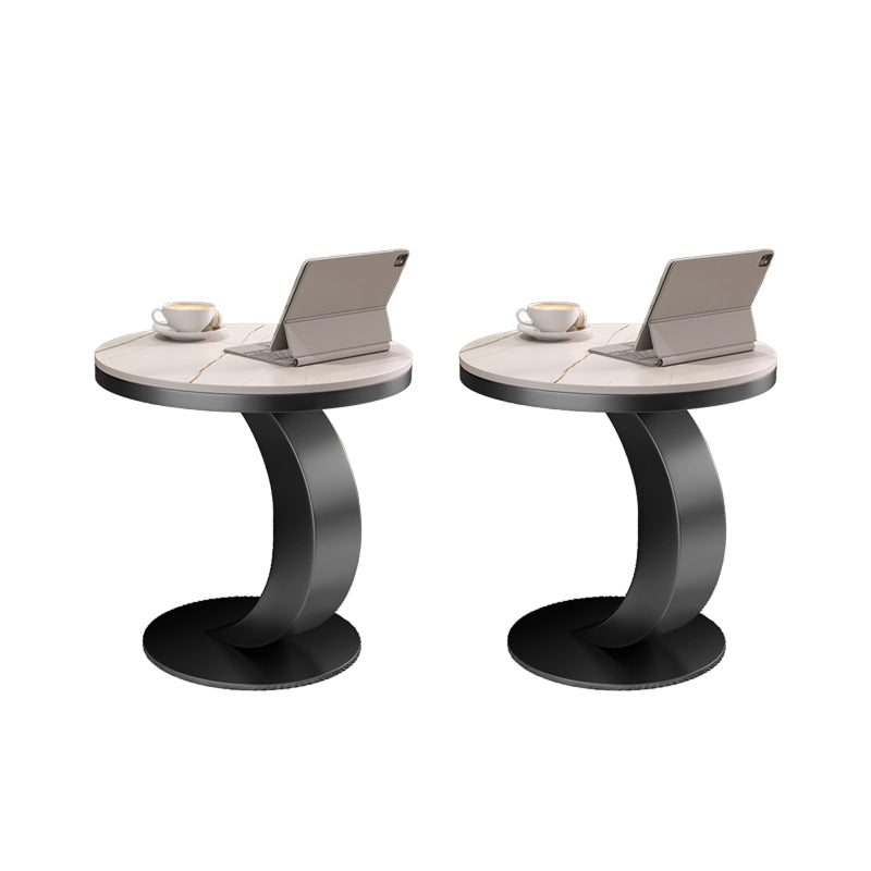 Contemporary Sofa Side Accent Table Metal Round Pedestal Living RoomCorner Table