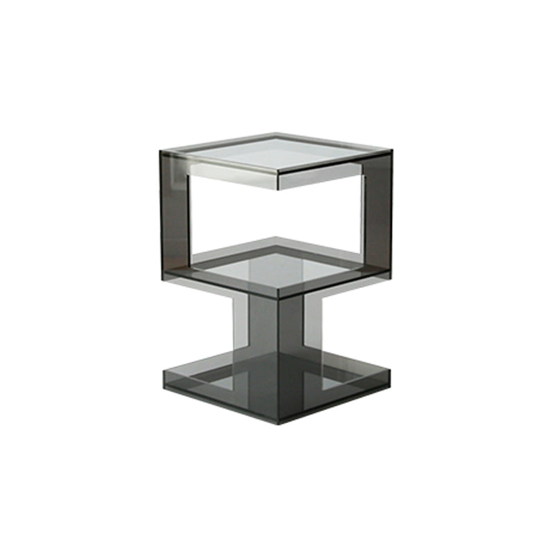 Modern Block Accent Side Table with Storage Square Living Room Corner Table