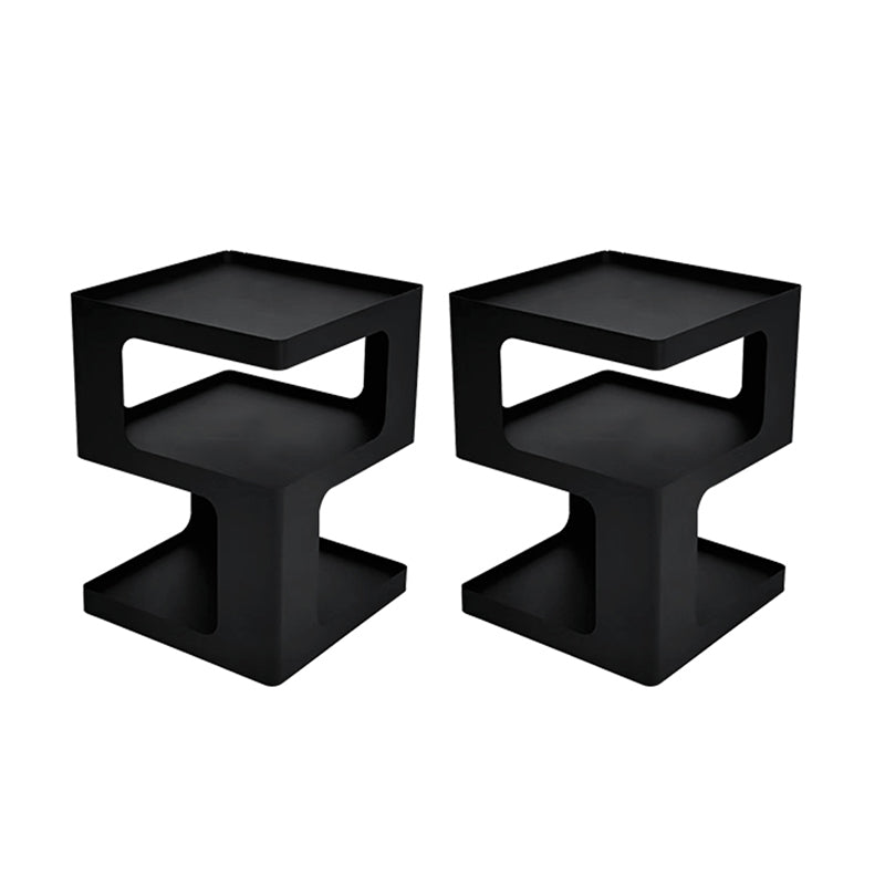 Modern Block Accent Side Table with Storage Square Living Room Corner Table