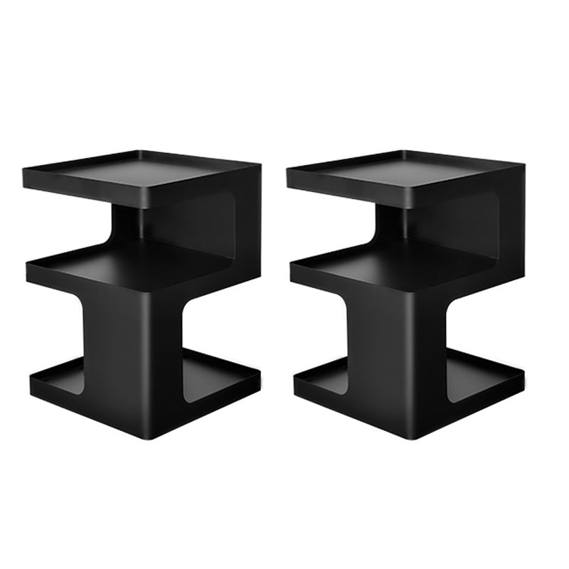 Modern Block Accent Side Table with Storage Square Living Room Corner Table