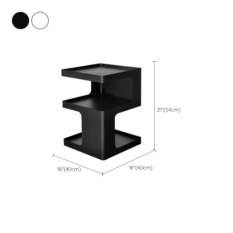 Modern Block Accent Side Table with Storage Square Living Room Corner Table