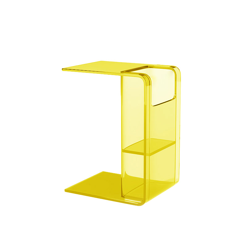 Modern Accent Side Table Plastic Abstract with Storage Rectangular Living Room