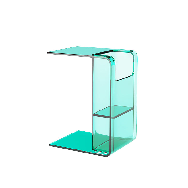 Modern Accent Side Table Plastic Abstract with Storage Rectangular Living Room