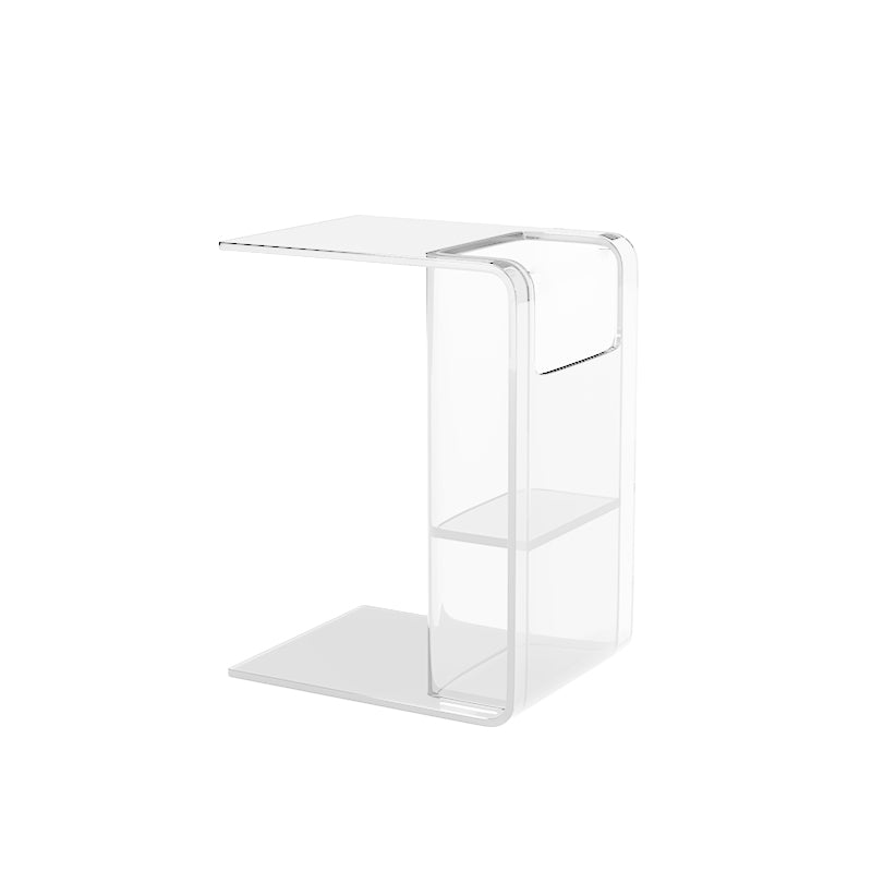 Modern Accent Side Table Plastic Abstract with Storage Rectangular Living Room