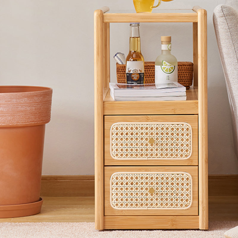 Rectangular Side End Table Living Room with Storage Block Corner Table