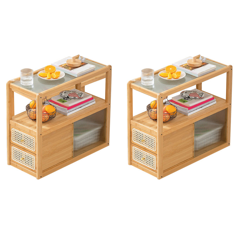 Rectangular Side End Table Living Room with Storage Block Corner Table