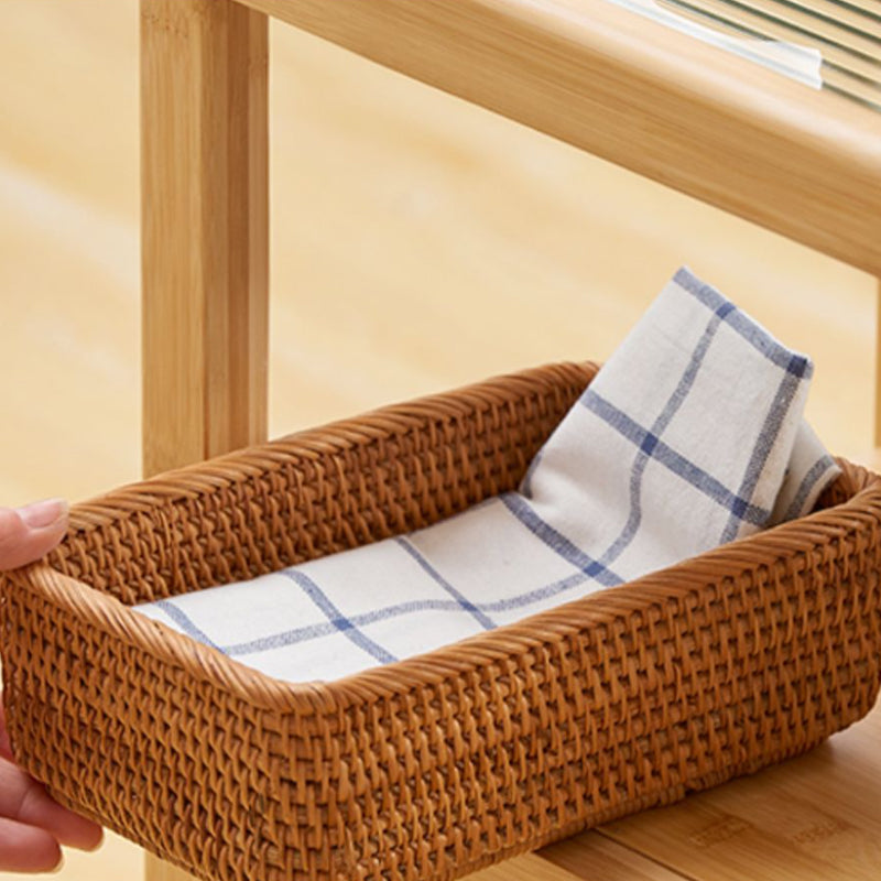 Rectangular Side End Table Living Room with Storage Block Corner Table