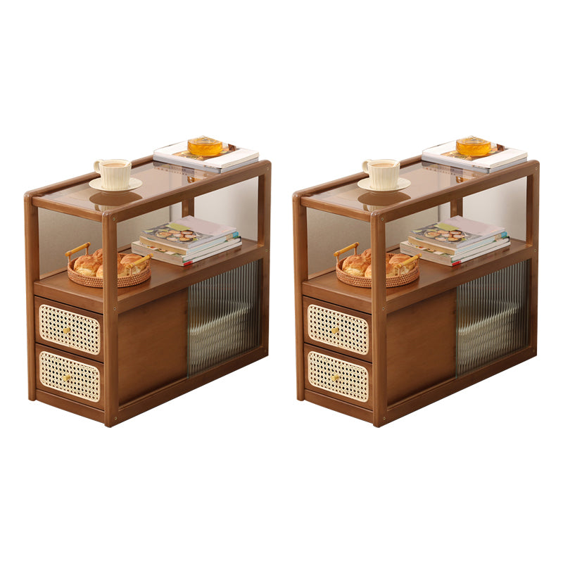 Rectangular Side End Table Living Room with Storage Block Corner Table