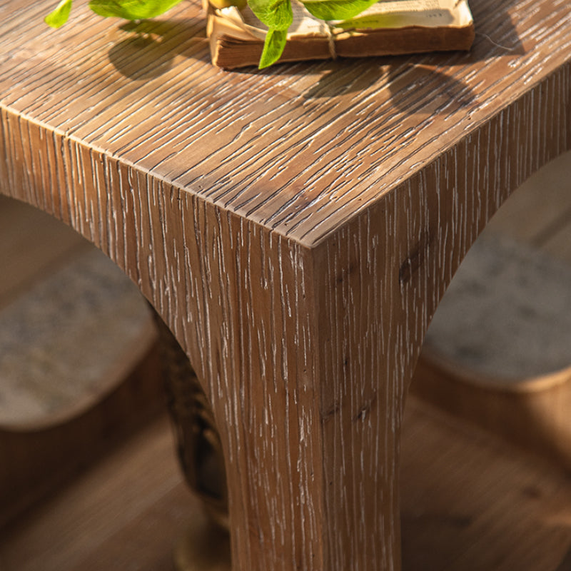 Rustic Walnut Living Room Distressed Solid Wood Sofa Accent Side Table