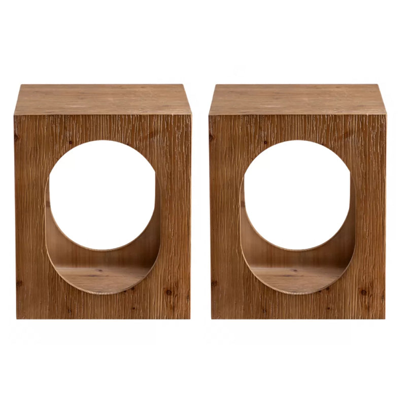 Rustic Walnut Living Room Distressed Solid Wood Sofa Accent Side Table