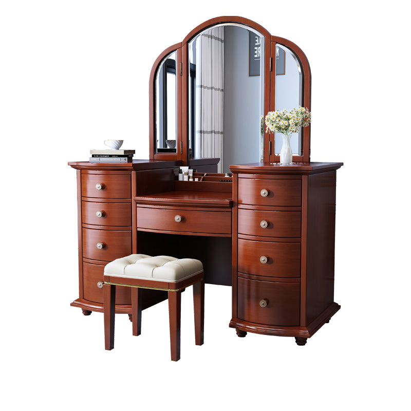 Contemporary Vanity Table and Stool Set 9 Drawers Makeup Vanity Desk