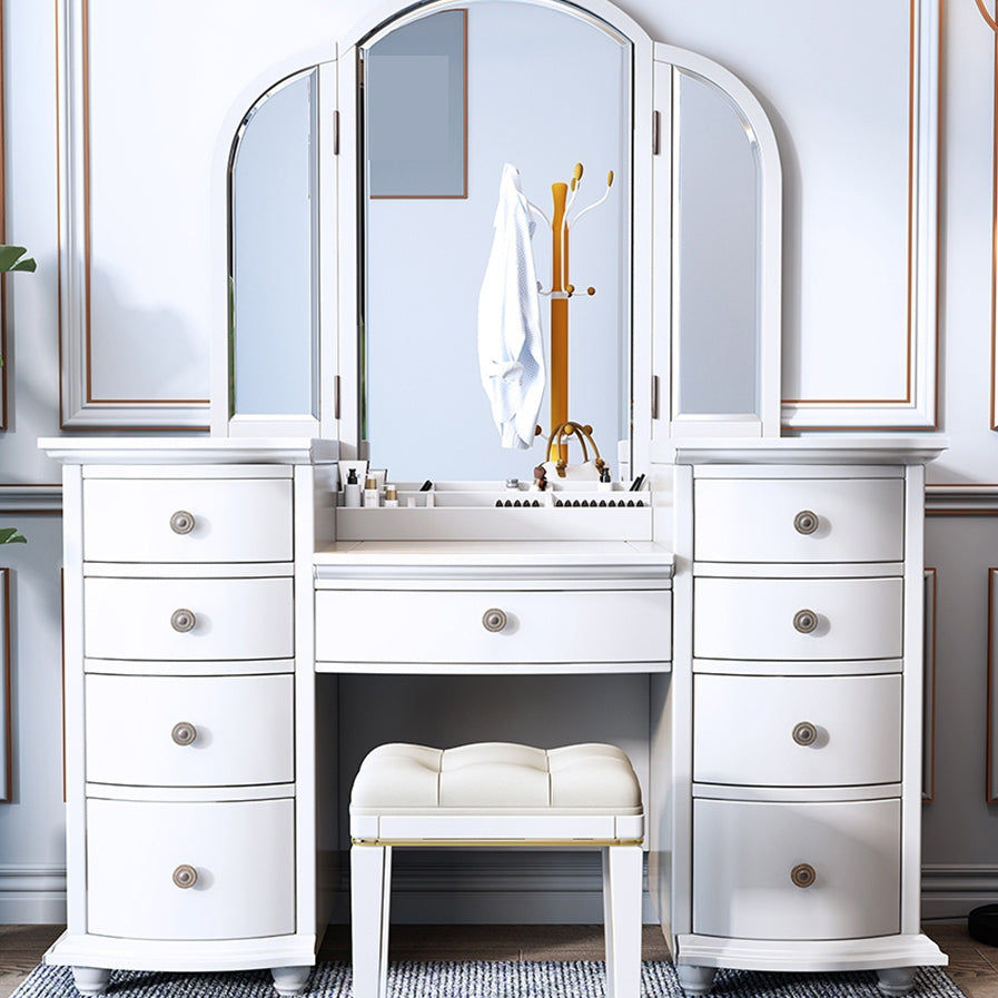 Contemporary Vanity Table and Stool Set 9 Drawers Makeup Vanity Desk