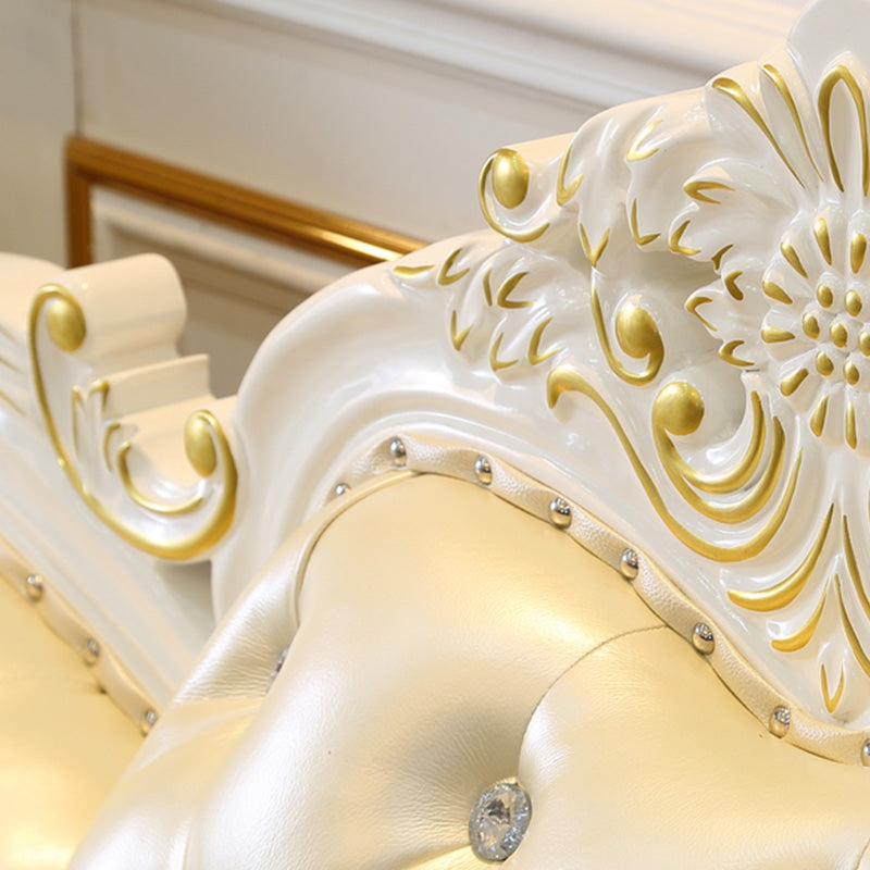 Contemporary Genuine Leather Sectional Tufted Back Sloped Arm Sectional