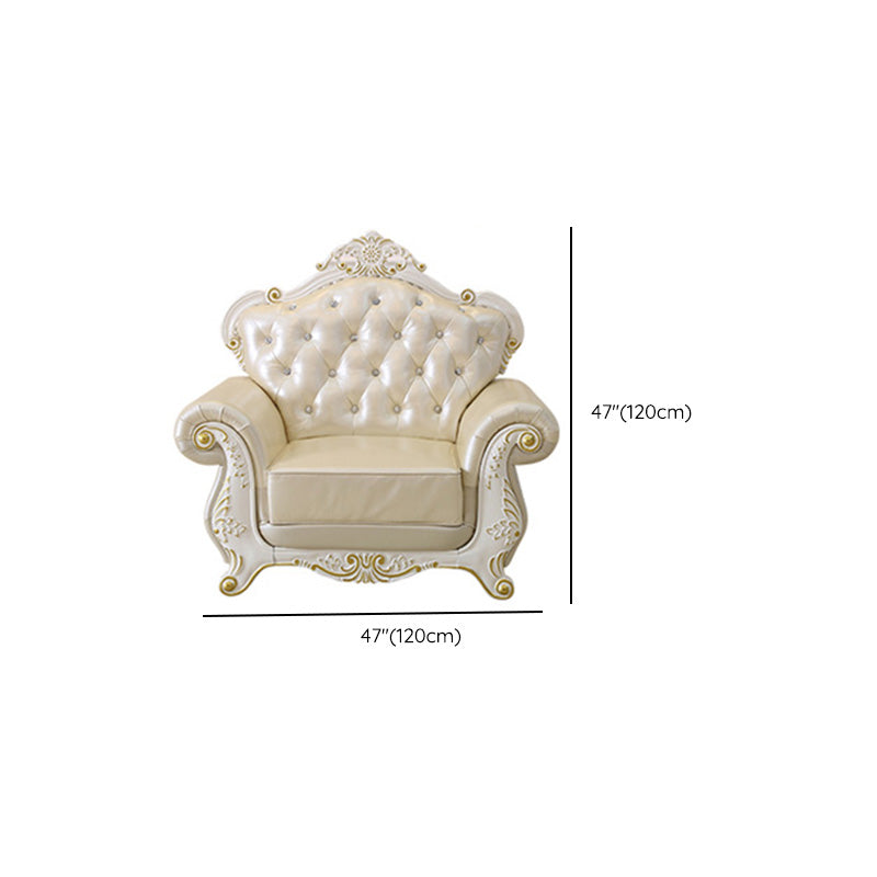 Contemporary Genuine Leather Sectional Tufted Back Sloped Arm Sectional