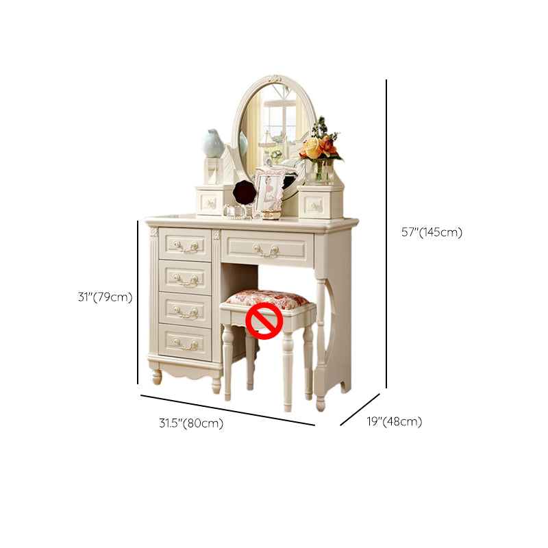 Victorian Dressing Table White Bedroom With Drawer Wooden Mirror