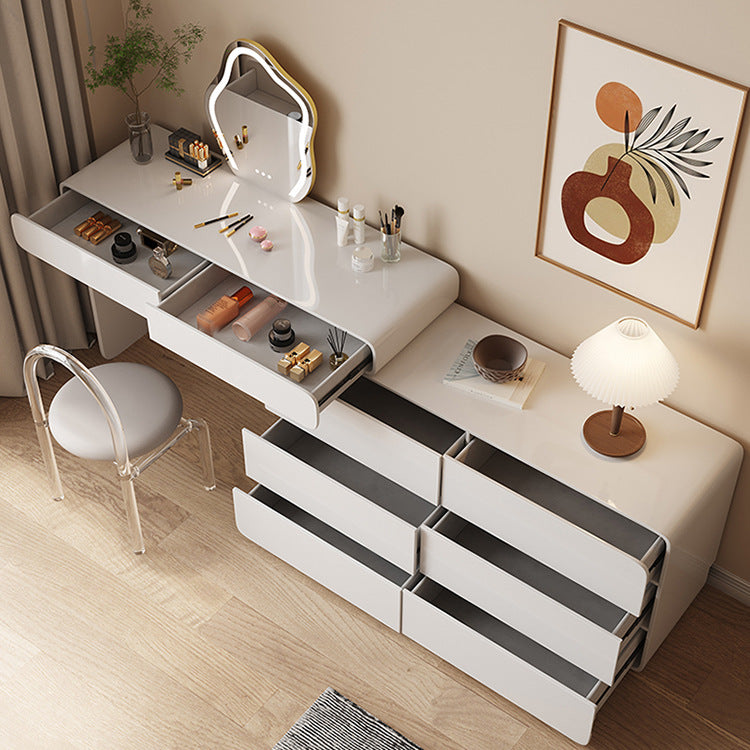 Contemporary Lighted Mirror Vanity Tables Bedroom Makeup Vanity Desk Table with Drawer