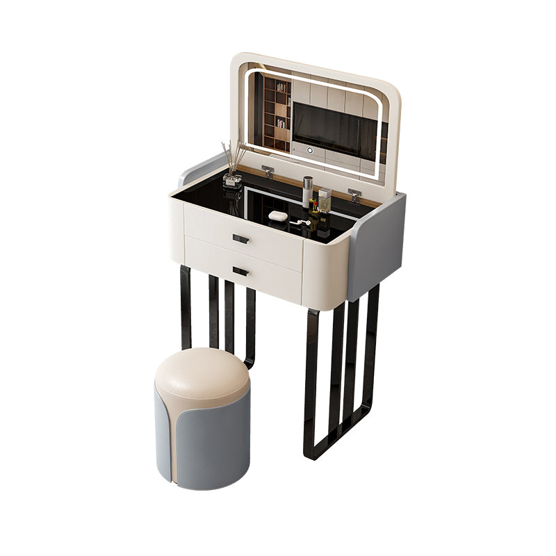 Contemporary Make-up Vanity Glass Bedroom 2-Drawer Lighted Mirror