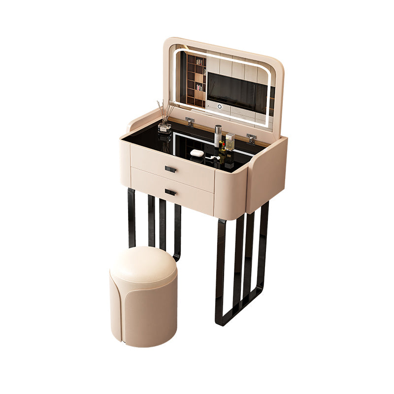 Contemporary Make-up Vanity Glass Bedroom 2-Drawer Lighted Mirror