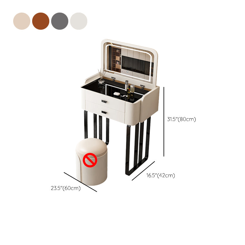 Contemporary Make-up Vanity Glass Bedroom 2-Drawer Lighted Mirror