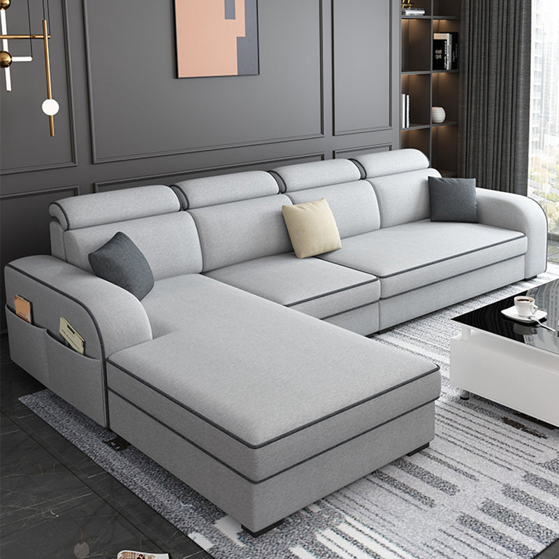 Square Arm Sectional Sofa with Storage Adjustable Sectionalfor 4 People