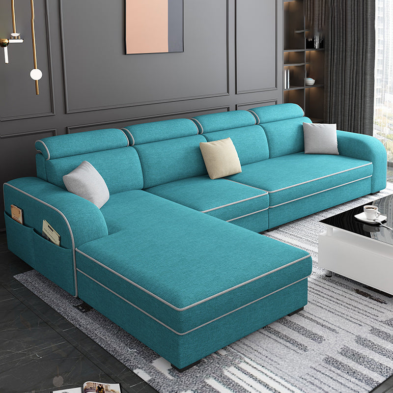 Square Arm Sectional Sofa with Storage Adjustable Sectionalfor 4 People