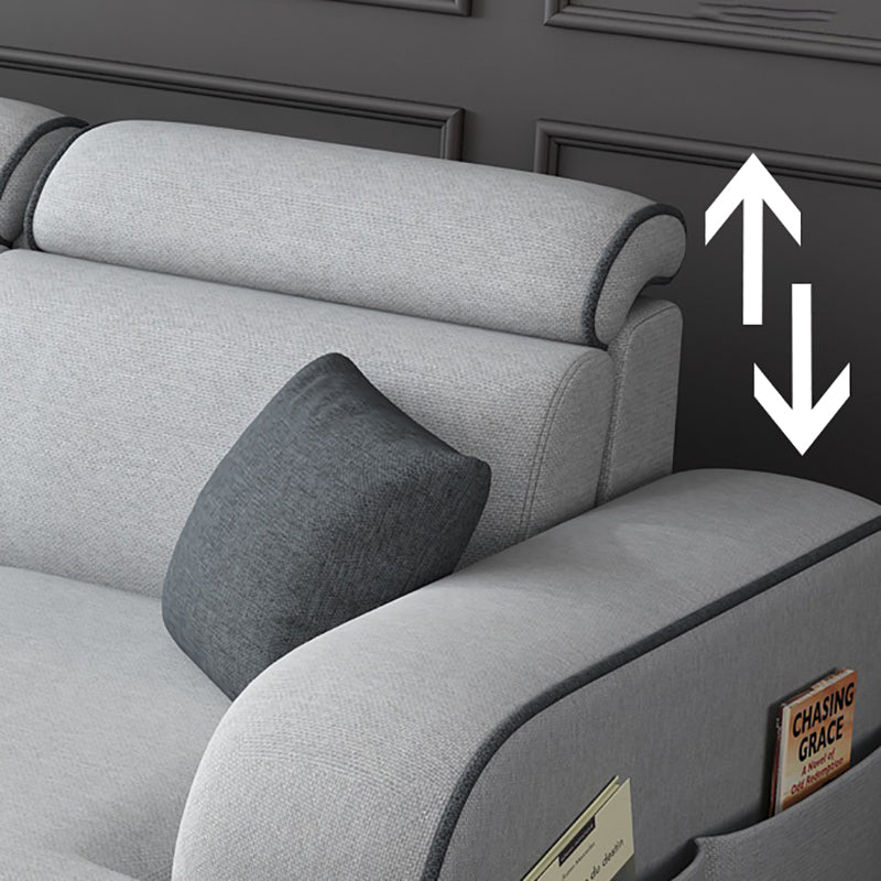 Square Arm Sectional Sofa with Storage Adjustable Sectionalfor 4 People