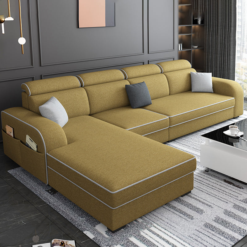 Square Arm Sectional Sofa with Storage Adjustable Sectionalfor 4 People