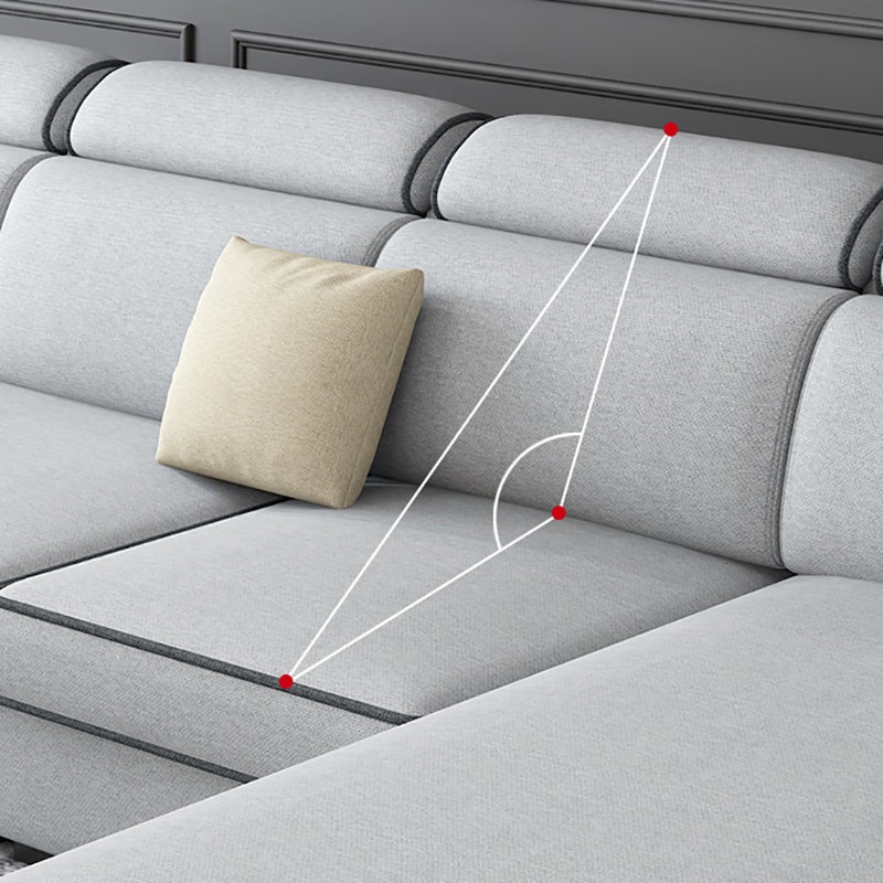 Square Arm Sectional Sofa with Storage Adjustable Sectionalfor 4 People