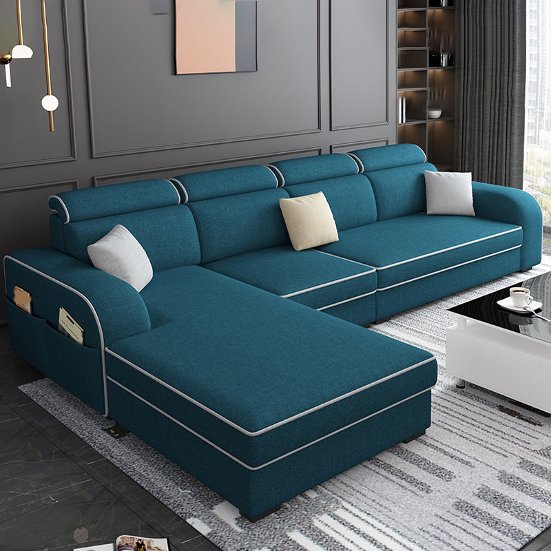 Square Arm Sectional Sofa with Storage Adjustable Sectionalfor 4 People