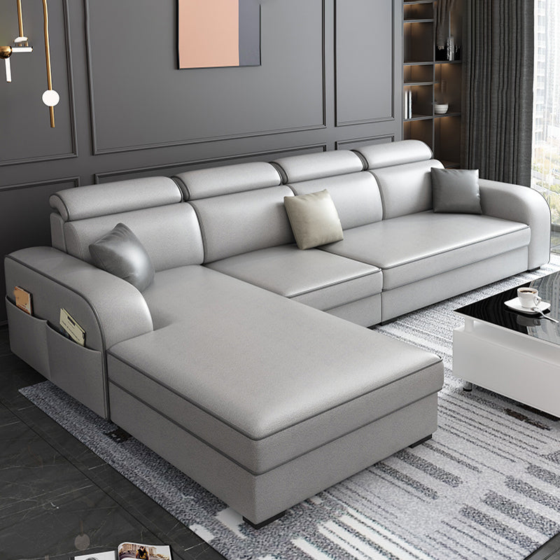 Square Arm Sectional Sofa with Storage Adjustable Sectionalfor 4 People