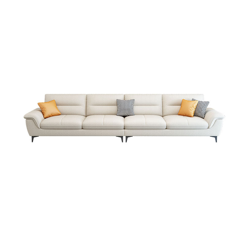 Stain-Resistant Sectional Sofa for Living Room in White with Pillow Top Arm