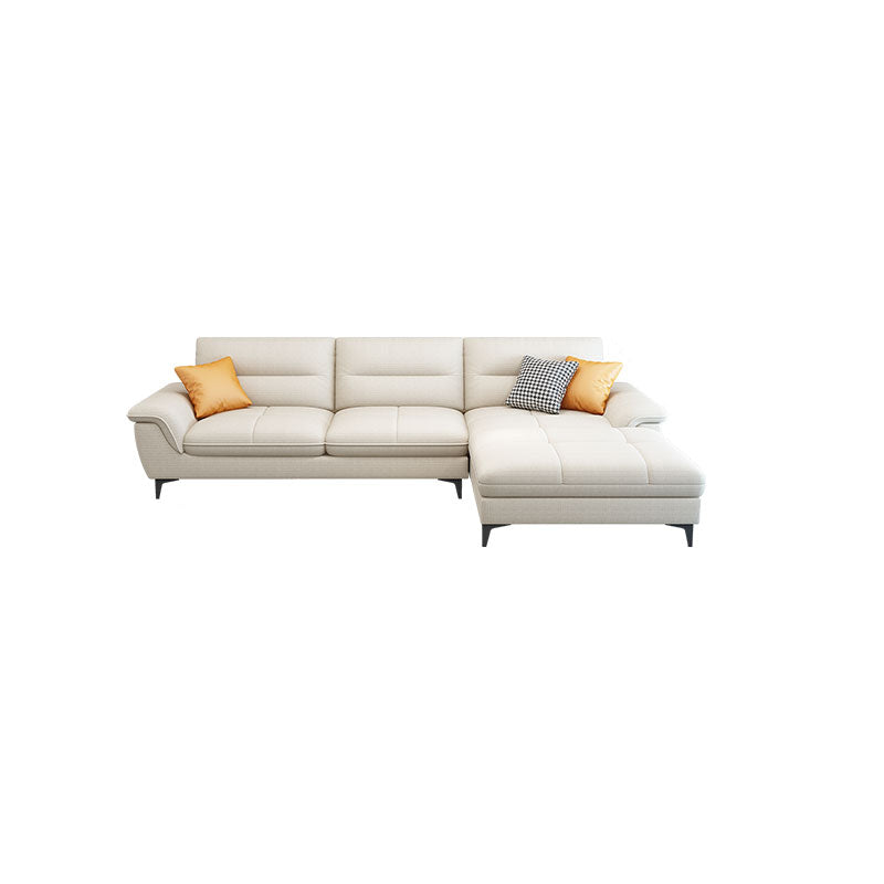 Stain-Resistant Sectional Sofa for Living Room in White with Pillow Top Arm